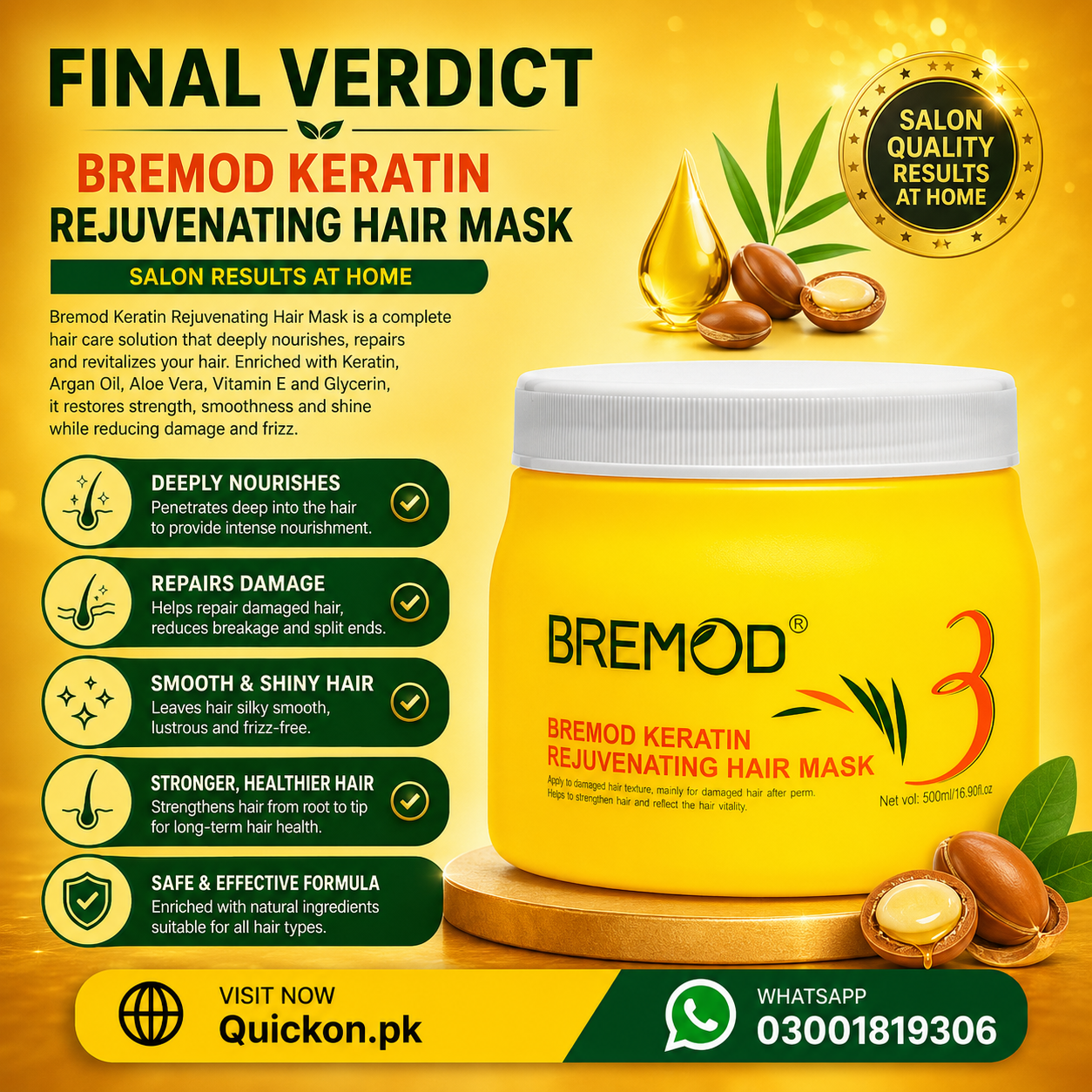 Bremod Keratin Rejuvenating Hair Mask Price in Kasur - 03001819306