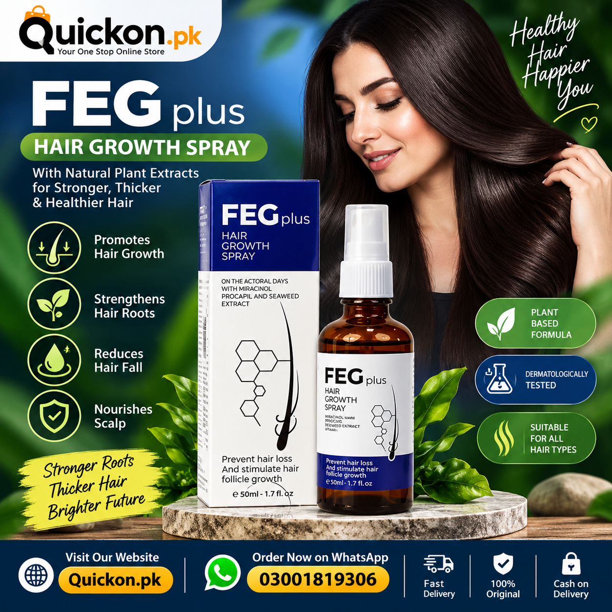 FEG Plus Hair Growth Spray Original Price in Pakistan | Quickon.pk