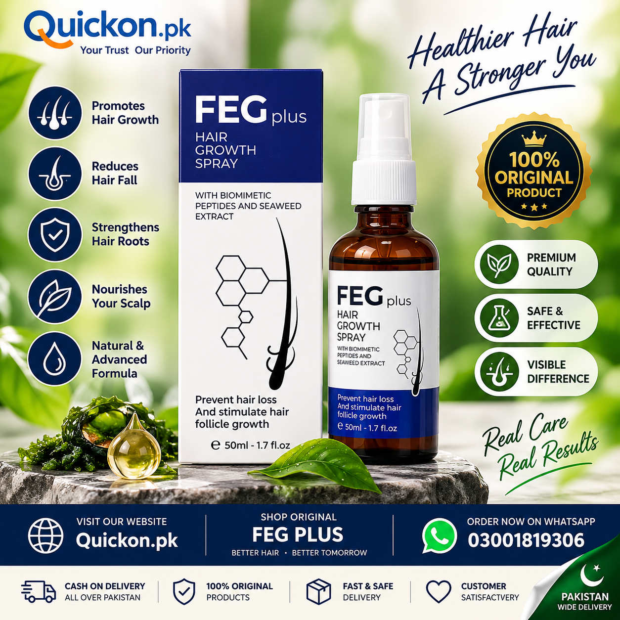 FEG Plus Hair Growth Spray Original Price in Khanewal | 03001819306