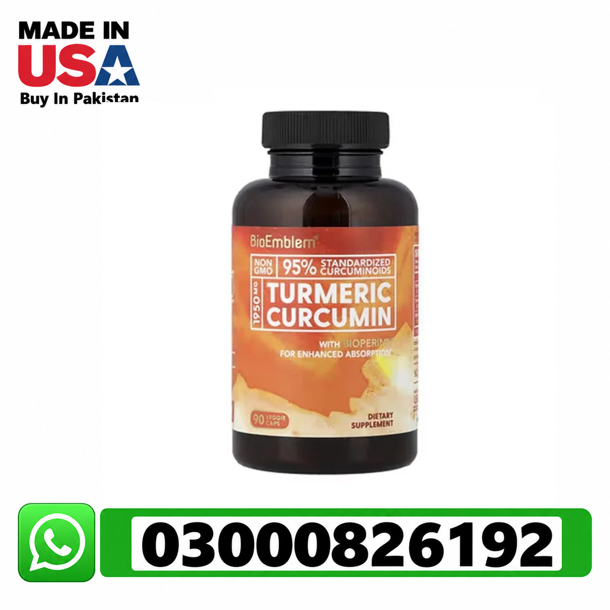 BioEmblem Turmeric Curcumin 90 Veggie Capsules in Okara | 03000826192