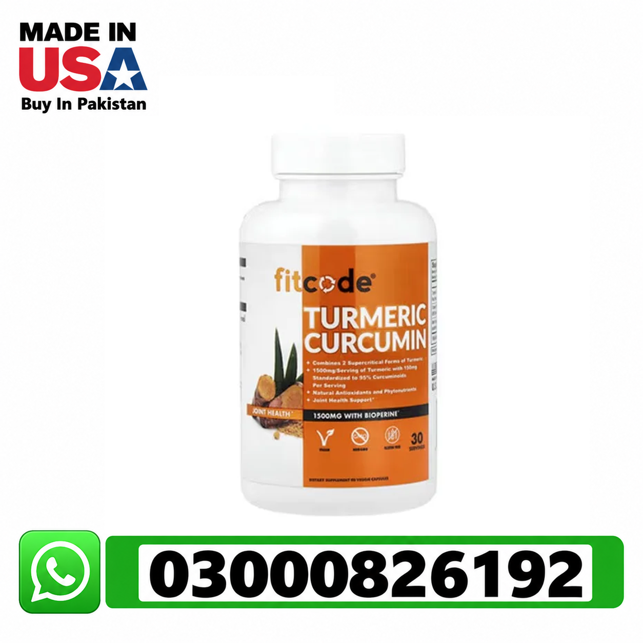 fitcode Turmeric Curcumin 90 Veggie Capsules Pakpattan | 03000826192