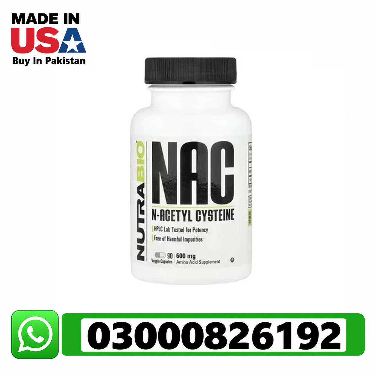 NutraBio NAC 600 mg 90 Veggie Capsules in Khanpur | 03000826192